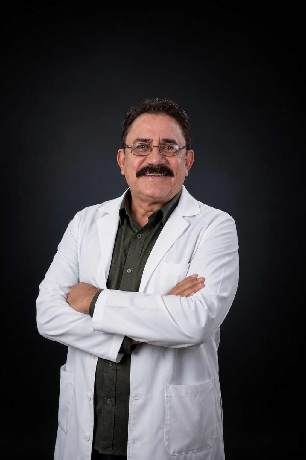 Dermatólogo revisando la piel de un paciente en consultorio